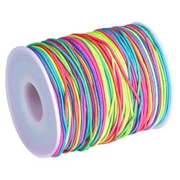 1.2mm Bunte Elastische Schnur, Perlenschnur Regenbogen, Farbe Stretch Schnur, Elastische Faden, Schmuckherstellung Schnur, Stretchfaden Seil, Faden Rund Gummiband für Halskette Armband Handwerk, 85m - 1