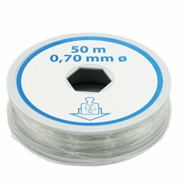 Christoph Palme Bastelfaden 0,70mm L. 50 Meter Nylonfaden Transparent Schmuckfaden Angelschnur Deko-Faden Montagefaden bis max. 12,5kg Zugkraft - 1