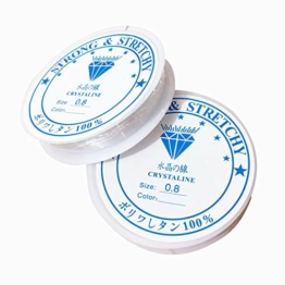 Lnvision 2xSpule 0.8mm Elastisch Schmuckfaden Gummifaden Transparent Faden für Perlenschmuck Armbänder Basteln (0.8mm) - 1