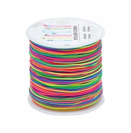 PandaHall 1 Rolle (ca. 90 m, 100 Yards) 0,8 mm Nylon-Knotenschnur, chinesische Knüpfschnur Nylon Kumihimo Makramee-Faden Perlenschnur (bunt) - 1