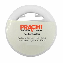 Pracht Creatives Hobby 2998-1500 Perlonfaden transparent, 0,15 mm x 50 m, Tragkraft 0,7 kg, auf einer Spule, ideal zur Schmuckgestaltung, für Mobiles und zur Dekoration - 1