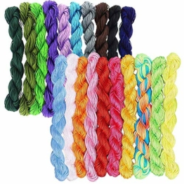 Rayong 20 Stücke 1mm Seide Nylonschnur Nylonfaden Makramee Garn 1mm Makramee Armband Gewinde für DIY Schmuck Halskette Armband String(25m Jede Farbe) - 1