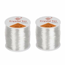 Xinlon 2 Stück Perlenfaden für die Schmuckherstellung, Elastic Bracelet String Cord Clear Stretchy, Elastic Beading Threads Schmuckherstellung String, Für Samenperlen, Edelsteinperlen, Glasperlen - 1